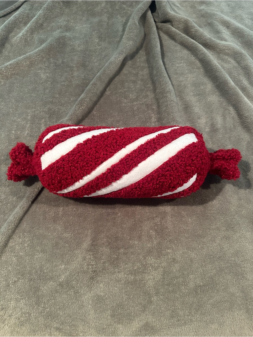 Pottery Barn Red and White Striped Candy Roll Decorative Pillow